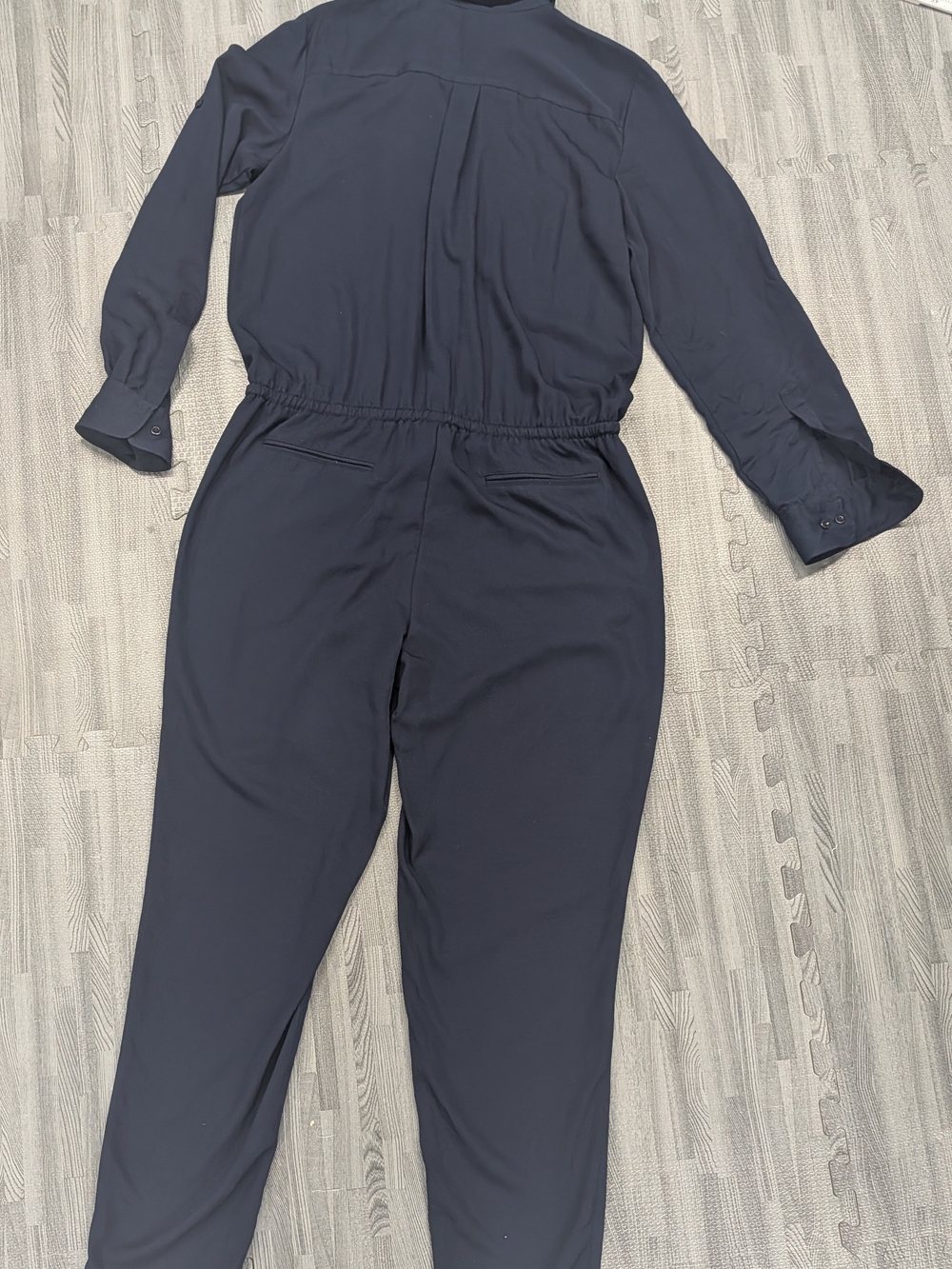 Ralph Lauren Navy Button-Front Jumpsuit with Waist Tie - Picture 5 of 7